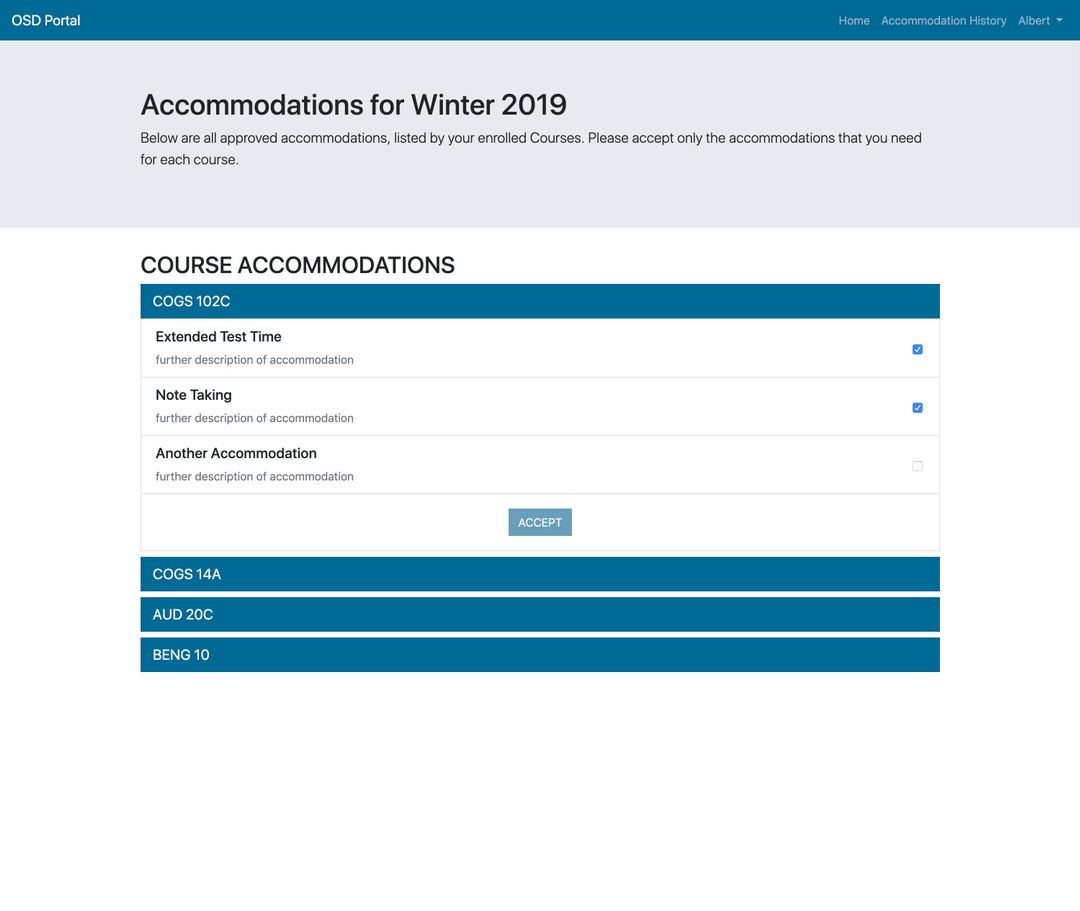 accommodations acceptance screen